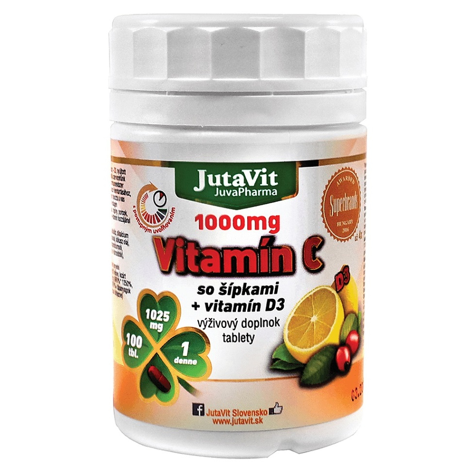 JUTAVIT Vitamín C 1000 so šípkami  vitamín D3 100 tabliet