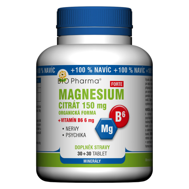 BIO PHARMA Magnesium citrát Forte 150 mg  Vitamín B6 3030 tabliet