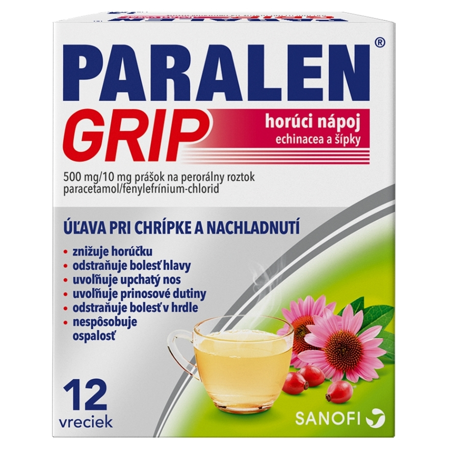PARALEN GRIP horúci nápoj echinacea a šípky plo por 500 mg10 mg 12 vrecúšok