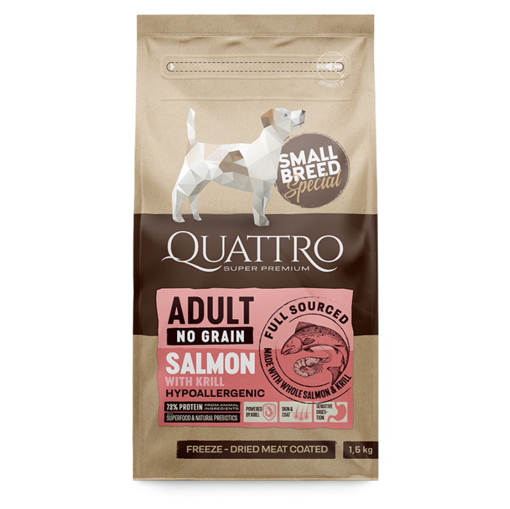 QUATTRO Dry SB Adult Losos  Krill granule pre psov, Hmotnosť balenia (g): 1,5 kg