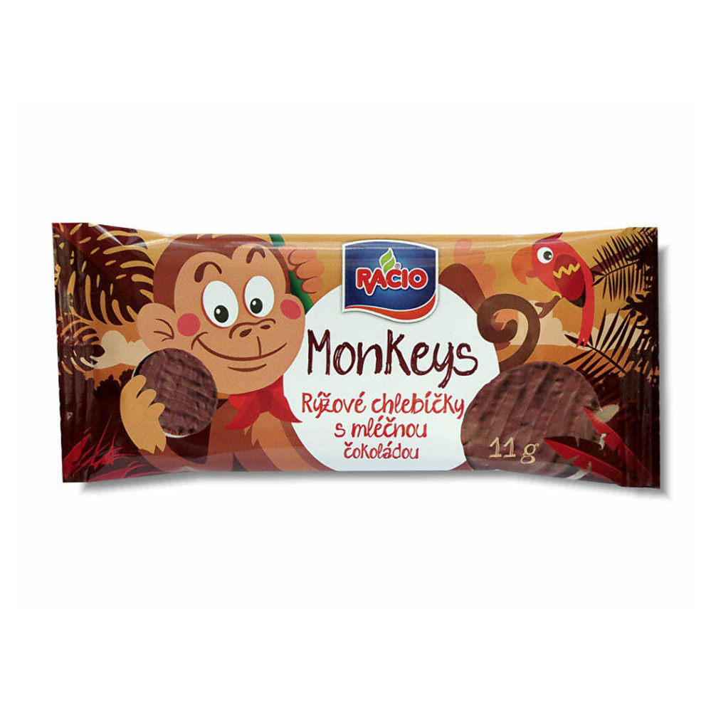 RACIO Monkeys ryžové chlebíčky s mliečnou čokoládou 11 g
