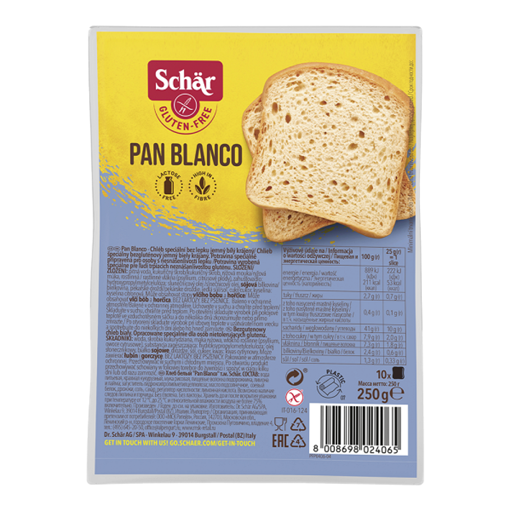 SCHÄR Pan Blanco Biely chlieb špeciálny bez lepku 250 g