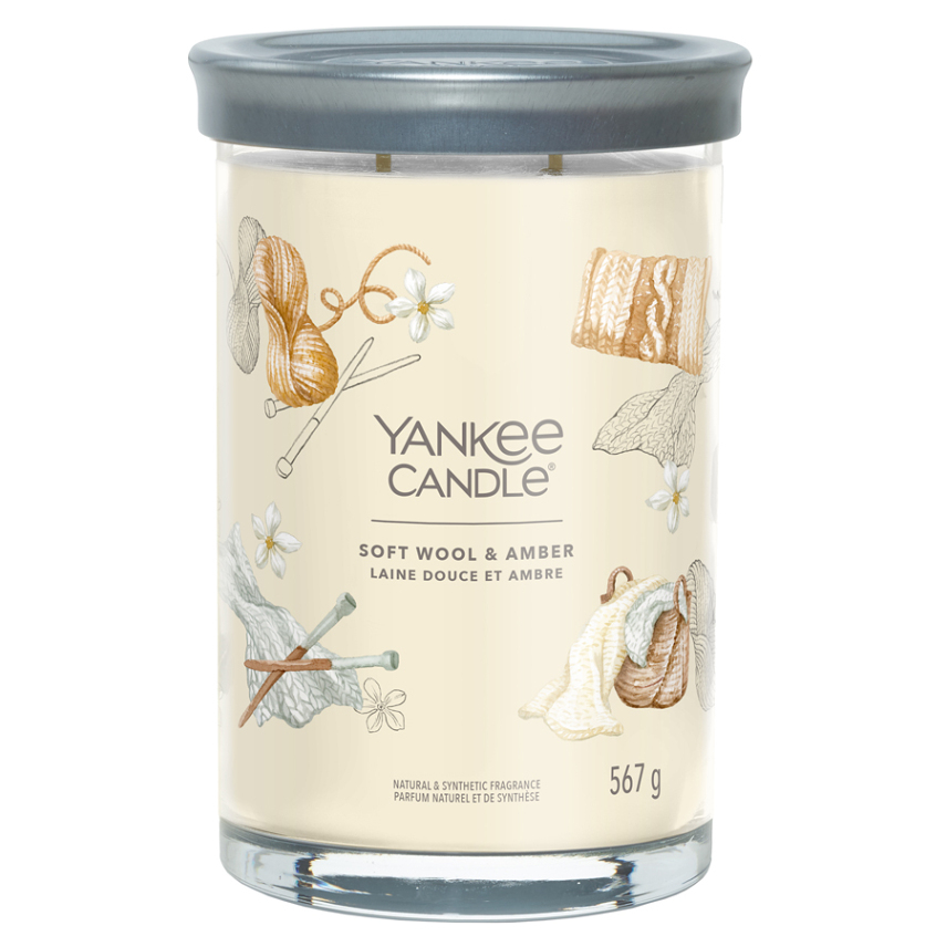 YANKEE CANDLE Signature Tumbler veľký Soft Wool  Amber 567 g